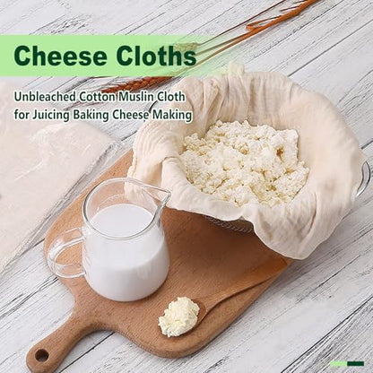 Cheese Cloths for Straining, 8 Pack Grade 100 Unbleached Hemmed Cheesecloth for Basting Turkey, Canning, Straining, Cheesemaking, Natural Ultra Fine (8, 15 * 15''&20 * 20") - size: 15*15''&20*20"