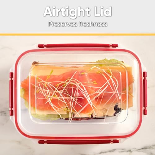 Superio Plastic Food Storage Container with Airtight Lid- 80 Oz, BPA Free, Leakproof, Stackable, Microwave, Dishwasher and Freezer Safe, Red - color: Red