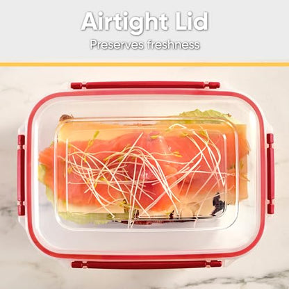Superio Plastic Food Storage Container with Airtight Lid- 80 Oz, BPA Free, Leakproof, Stackable, Microwave, Dishwasher and Freezer Safe, Red - color: Red