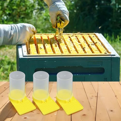 3 Pack Bee Water Feeder for Hive Entrance - Yellow Plastic Bee Drinker Equipment for Honey Bee Hydration, Apiary Water Supply, Compatible with Standard Beehives