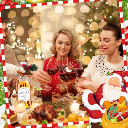 Sieral 9 Sets Vanilla Extract Bottles Clear Swing Top Glass Bottles for Gift Giving Homemade Vanilla Extract Jar Funnel Rope Labels for New Year Brewing Oil Beer Tea DIY Supply (Round Stickers,8 oz) - size: 8 oz, style: Round Stickers