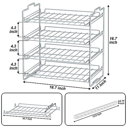 4 Tiers Stackable Can Rack Organizer, Wear-resistant Upgrade Beverage Food Can Dispenser Holder Holds up to 48 Cans for Kitchen Cabinet and Pantry (Silver) - color: Silver