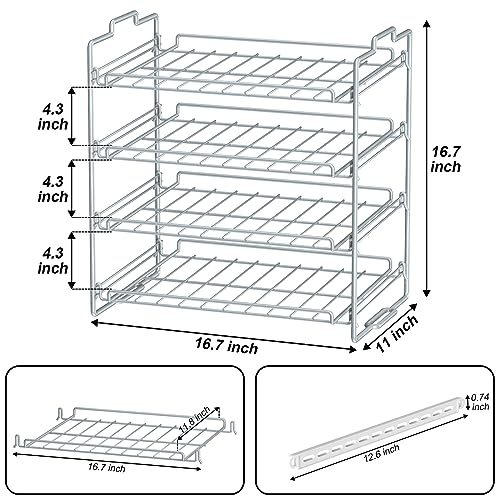 4 Tiers Stackable Can Rack Organizer, Wear-resistant Upgrade Beverage Food Can Dispenser Holder Holds up to 48 Cans for Kitchen Cabinet and Pantry (White) - color: white