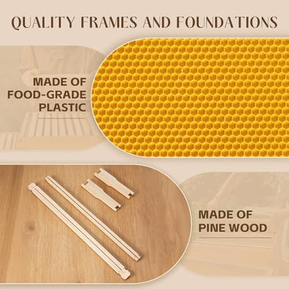 8 Frame Deep Brood Bee Hive Box Langstroth Honey Bee Hive Bee Box Dipped in Beeswax Includes Beehive Frames and Waxed Foundation Sheets (Unassembled) - size: 8 frame deep