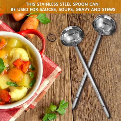 meekoo Stainless Steel Ladle Soup Handle Ladle with Pouring Rim for Kitchen Cooking Soup Sauce - size: 6 oz