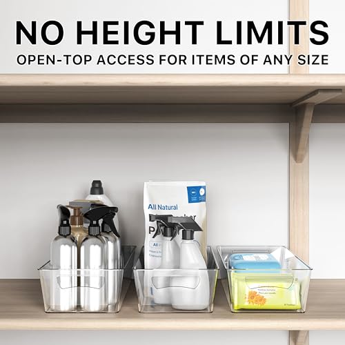 Simple Houseware 4 Pcs Pantry Clear Bin Storage Organizer, 14" x 7" x 3.75" - size: 4 Pack - 14 x 7 x 3.75