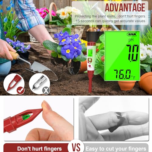 Digital pH Meter with Calibration Kits for Soil Water Food | for Soil, Garden, Water, Plants, Solution and Food, LCD Display, Calibration Powder Included, Plastic Protective Cap | For Soil, Garden, Water, Plants, Solution and Food, LCD Display, Calibratio