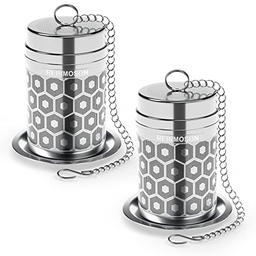 2 Pack Reinmoson Tea Strainers for Loose Tea, Extra Fine Mesh Tea Infuser, 304 Stainless Steel & Updated Slim Threaded Lid, Loose Leaf Tea Steeper for Black Tea, Rooibos, etc - color: 2 Pack, size: Small