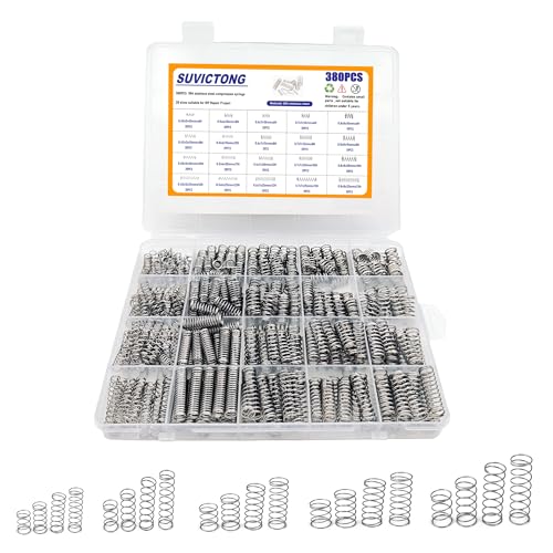 380Pcs Compression Springs Assortment Kit, 20 Different Sizes 304 Stainless Steel Small Springs, Spring Assortment for DIY Project and Home Repairs