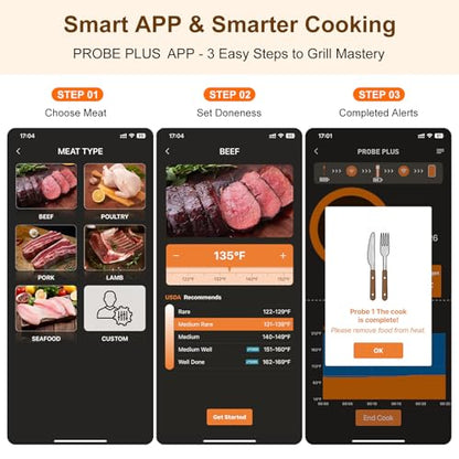 Newise Wireless Meat Thermometer Digital with 2 Probes, Long Range Bluetooth Food Thermometer with Smart APP Alerts for Grill, Birthday Gifts for Men Dad Husband - style: 2 Probes