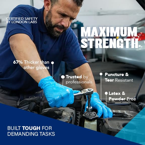 London Labs Sky Blue 5 Mil Nitrile Exam Gloves Disposable Latex Free | Medical Rubber Gloves for Doctors, EMT, First Aid Kit, Food Service & Cleaning | Pack of (200 CT) - size: Small, style: Sky Blue - 200 Count