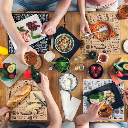 Outus 600 Pcs 12 x 12 Inch Deli Wax Paper Sheets Grease Resistant Tray Basket Liners Newsprint Paper Water and Grease Proof Sandwich Wrapping Square Hot Dog Wrapper for Food (White,Black,Brown) - color: White,Black,Brown