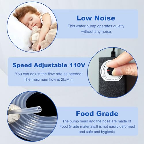 Food Grade Electric Water Transfer Pump Siphon Self-Priming Small Water Pump Kit 110-240V 2L/Min Adjustable Flow For Home Brew,Wine,Beer,Kombucha,Juice,5 Gallon Water,Coffee,Ice Makers,Aquariums - color: Ac-water Pump