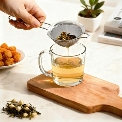 Fine Mesh Strainer Set of 3, Stainless Steel Sieve Sifters with handle, Medium Small Mini Size, Kitchen Strainers Colander Set for Sifting, Straining & Cooking
