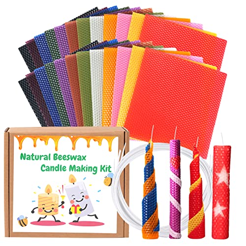 Nafziger 24 Pack 8x8 Inch Beeswax Sheets for Candle Making Kit Starter, Kids & Adults DIY Craft Gift - color: 24 Pack 8x8 Inch Beeswax Sheets