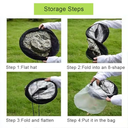 Mosquito Net Hat Adjustable Beekeeper Hat Lightweight & Foldable Bug Head Net for Outdoor Hiking Camping UV Protection Polyester Mesh for Men & Women Grey