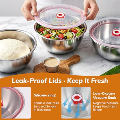 3 Pack Pizza Dough Proofing Box Includes Cutter, 800ML Stainless Steel Food Storage Container with Lid, Household Pizza Dough Bowl for Bread & Dough Balls - size: 800ML