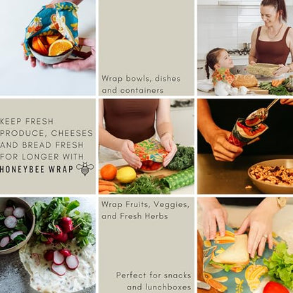 Beeswax Wraps for Food - The Kitchen Collection - Organic Cotton Beeswax Wrap - Reusable Beeswax Food Wrap - Plastic Wrap/Sandwich Bags Alternative - 4 Pack, S, M, L & XL - color: 4 Pack (S, M, L, XL)