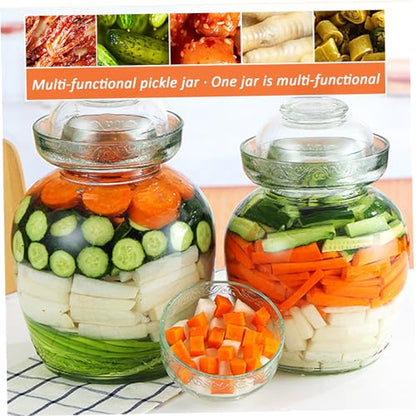 Kimchi Containers, Pickle Container 2.5 L Food Grade Fermentation Jar Traditional Kimchi Containers with Bowl Cap Transparent Glass Jar with Lid Fermentation Kit for Pickling Sauerkraut - color: 2.5l