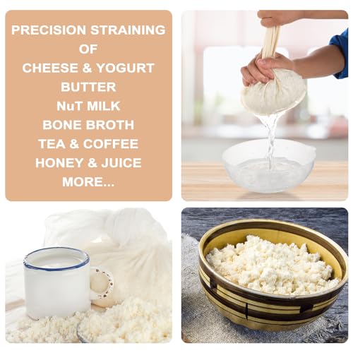WLLHYF 3 Pack Cotton Nut Milk Bags Fine Mesh Reusable Cheese Cloth Food Yogurt Strainer Cheesecloth Bag Cold Brew Bags for Cheese Making Coffee Straining Juice Juicing