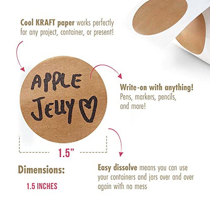 MESS Dissolvable Canning Labels for Jars – 400 Dissolvable Mason Jar Labels - Dissolvable Food Labels for Containers - Jam Homemade Canning Jar Labels Stickers - Removable Mason Jar Labels 2"