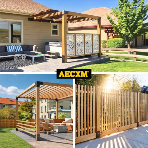 AECXM 4"x4" (Actually 3.5"x3.5") Heavy Duty U-Shaped Fence Post Holder Bracket, Wet Concrete Post Bracket, for Deck railings, Fences, mailboxes, gazebos Wet Concrete Foundation Support (Black-8Pack) - size: 4″x4″(Actual 3.5″x3.5″)