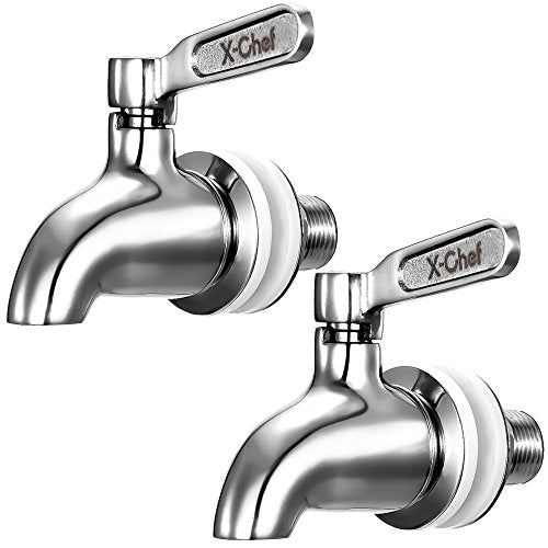X-Chef 2 PCS Beverage Spigots Beverage Dispenser Spigot Replacement Stainless Steel Spigot for Glass Jar & Drink Dispenser - size: 2-Pack