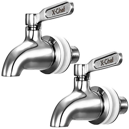 X-Chef 2 PCS Beverage Spigots Beverage Dispenser Spigot Replacement Stainless Steel Spigot for Glass Jar & Drink Dispenser - size: 2-Pack