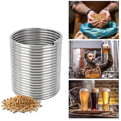 BACOENG 3/8" x 50Ft 304 Wort Chiller, Stainless Steel Tubing Coil for Ice Bath Beer Brewing Tubing Coil, Water Cooler Equipment - size: 3/8" x 50Ft