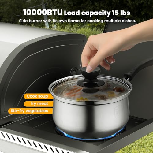 Electactic 4-Burner Gas Grill with Side Burner,Stainless Steel Propane Grill with Porcelain-Enameled Grills,Built-In Thermometer,42000BTU BBQ Grill for Outdoor Cooking and Patio Barbecues - size: 4 Burner Gas Grills with Side Burner