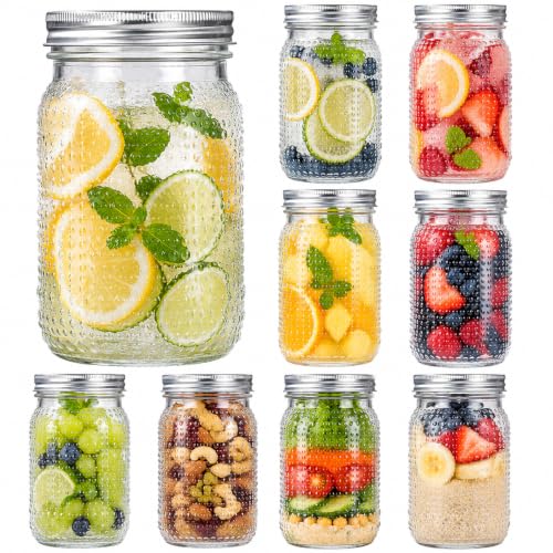 SUT Wide Mouth Mason Jars 32 oz,9 Pack Quart Mason Jars With Airtight lids and Bands,Canning Jars 32 oz for Preserving,Meal Prep,Overnight Oats - color: Dot