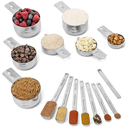 Hudson Essentials Stainless Steel Measuring Cups and Spoons Set (14 Piece Set) - size: 14 Piece Set