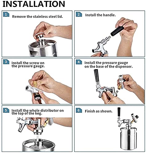 Beer Tower Dispenser Drink Dispenser Stainless steel beer kegs, portable household beer keg systems, beer brewing systems with adjustable faucet kits for storage (Size : 3.6L) - size: 3.6L