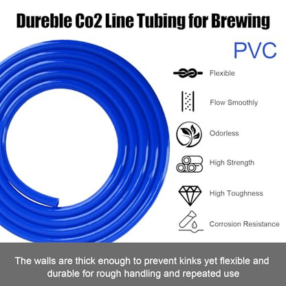 10FT Beer CO2 Line for 5/16" Barb Fitting, PVC Gas Tubing & 4 PCS Stainless Steel Clamps Food-grade Keg CO2 Line Hose-Gas Beer Dispense Home Brewing Carbonation - size: 10 Feet