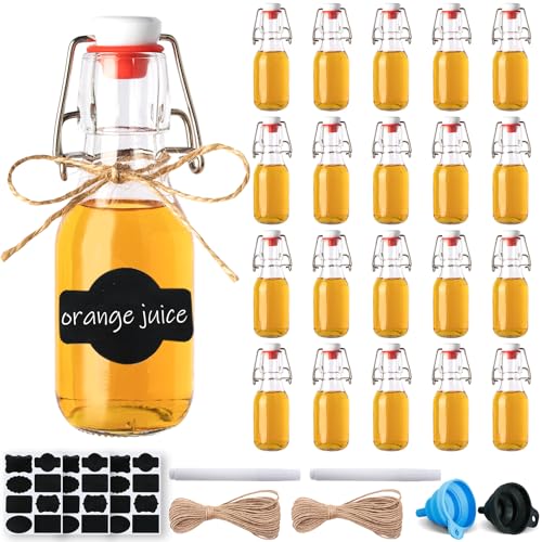 20 Pack 4oz Swing Top Glass Bottles With Flip Airtight Lids for Home Brewing, Beverages, Oil, Vinegar, Water, Soda, Kefir, Limoncello, Homemade liquor, vanilla