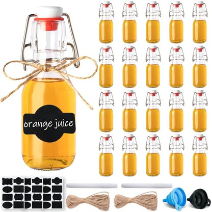 20 Pack 4oz Swing Top Glass Bottles With Flip Airtight Lids for Home Brewing, Beverages, Oil, Vinegar, Water, Soda, Kefir, Limoncello, Homemade liquor, vanilla