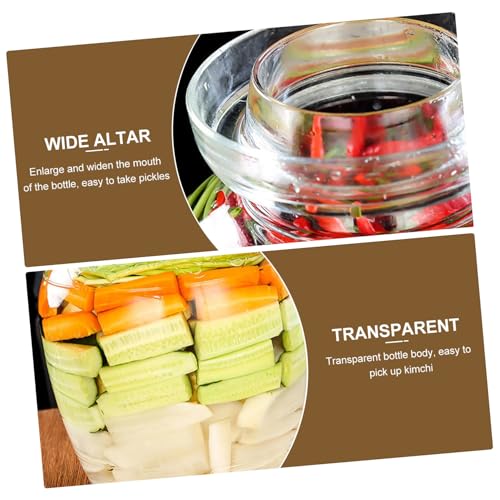 Airtight Glass Pickle Jar 5lb Household Food Storage Container with Water Seal Lid, Thickened Glass Fermentation Crock Set Including Inner Lid, Brush, and Tongs for Kitchen