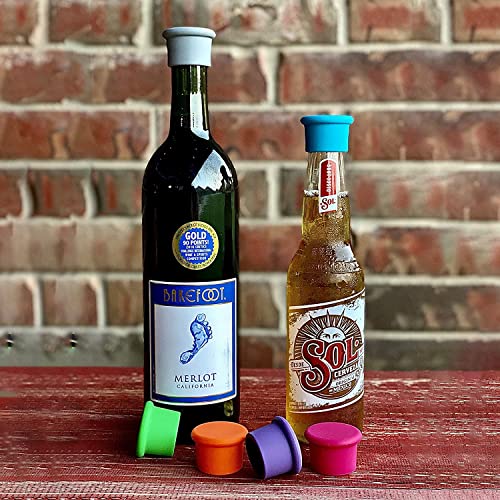 Airtight Seal & Reusable Silicone Wine/Beer Saver Bottle Stopper Covers - Easy to Use and Clean (Yellow/Green, 2) - color: Yellow/Green