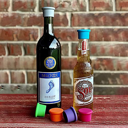 Airtight Seal & Reusable Silicone Wine/Beer Saver Bottle Stopper Covers - Easy to Use and Clean (Yellow/Green, 2) - color: Yellow/Green