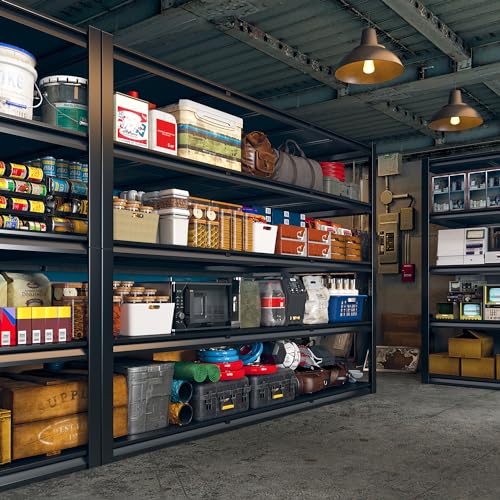 REIBII 60" W Garage Shelving Heavy Duty, 3000LBS Freestanding Metal Shelves with Double-Layer Columns and Reinforced Anti-Wobble Design for Garage, Basement, Workshop, Office - size: 60" W x 24" D x 72" H