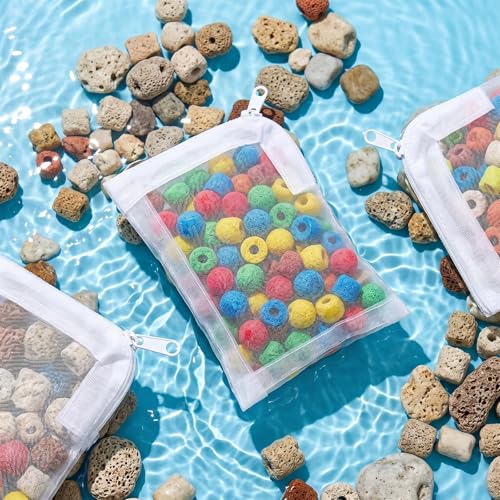 Aquarium Filter Media Bags 15pcs Fish Tank Ultra Fine 100 Micron Mesh Bags with Plastic Zipper for Bio Rings Ceramic and Activated Carbon (3" x 4")