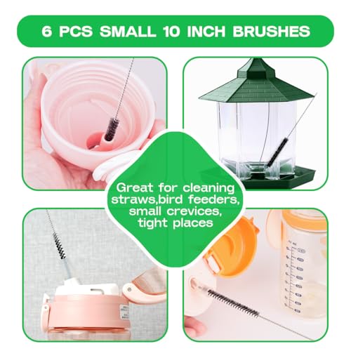 Brush Family Straw Cleaner Brush Set,12 Pieces Extra Long Pipe Water Bottle Brushes for Cleaning Reusable Drinking Straws,Bird Feeders,Pipes,Black (12pcs Different diameters Set) - size: 10-12 inch mixed diameters set (12pcs)