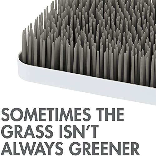 Boon Grass Plastic Drying Rack - Modern Countertop Baby Bottle Organizer - 9.75 x 9.88 x 3.0 inches - Gray