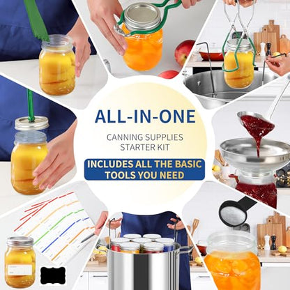 Gemfino Canning Supplies Starter Kit with Canning Rack,Canning Kit for Beginners - color: DeGreen