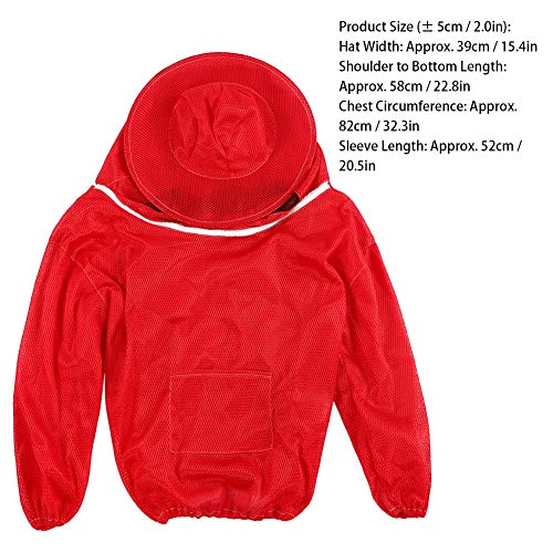 Beekeeping Jacket, Bee Suit Bee Jacket with Veil Professional Ventilated Beekeeper Suit Beekeeping Tools (Red) - color: Red