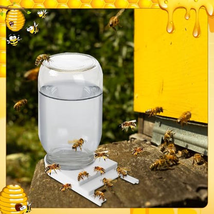 AOIT 6 Pack Front Bee Feeders for Hives Beehive, Entrance Feeder with Perforated Lids Fits Standard Mason Glass Jars Plastic Beehive Water Syrup Feeder Beekeeping Equipment