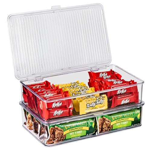 Sorbus Fridge Organizer & Pantry Storage with Lids- Clear Plastic Freezer Organizer Bins- MultiPurpose & Versatile Stackable Cabinet Organizers- Cosmetics,Office Supplies,Food Snack Organizers- 2 Pack - size: Small