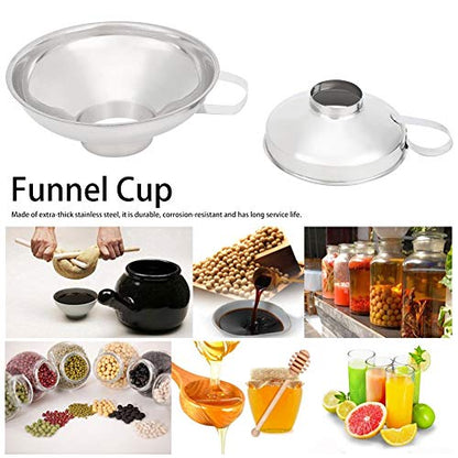 2 Pack Stainless Steel Wide Mouth Canning Funnel for Kitchen Filling and Transfer, Large Bore Funnel