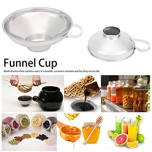Stainless Steel Wide Mouth Funnel Cup , 2Pcs Canning Funnel , Food Jar Funnel Set for Kitchen Filling Bottles Household , 2Pcs Canning Funnel , Stainless Steel Wide Mouth Fufunnel cup kitchen wide mo
