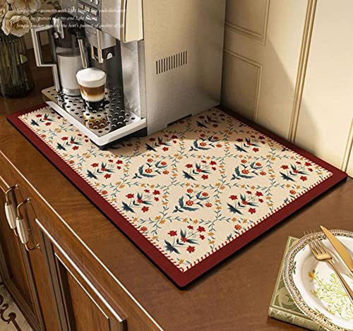 Cute Coffee Maker Mat for Countertops Bar Accessories, Colorful Dish Drying Pad for Kitchen, Absorbent Quick Drying Mat, 12 X16 inch (Color C, 12"x 20") - color: Color C, size: 20" x 12"